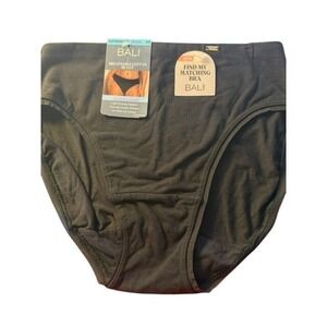 Bali Womens Breathable Cotton Hi-Cut Panties Black Light Tummy Support S/5